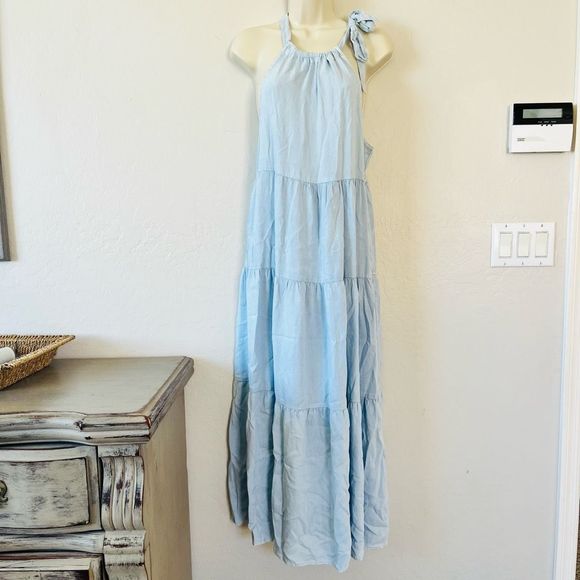Bella Dahl Light Blue Midi Dress - Picture 2 of 8